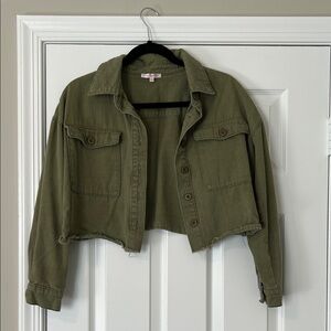 Khaki Cropped Utility Jacket